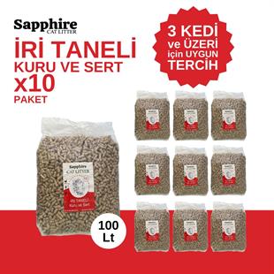 Sapphire İri & Kalın Taneli Topaklanan Kedi Kumu 100 Lt (10 Lt x 10 Adet)