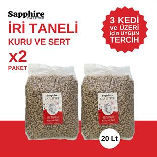 Sapphire İri & Kalın Taneli Topaklanan Kedi Kumu 20 Lt (10 Lt x 2 Adet)