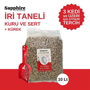 Sapphire İri & Kalın Taneli Topaklanan Kedi Kumu 10 Lt + Kürek