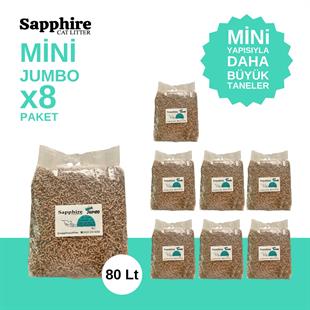 Sapphire Mini Jumbo İnce Taneli Hızlı Topaklanan Kedi Kumu 80 Lt (10 Lt x 8 Adet)
