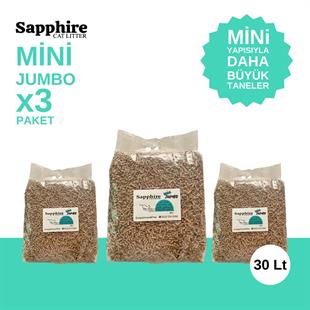 Sapphire Mini Jumbo İnce Taneli Hızlı Topaklanan Kedi Kumu 30 Lt (10 Lt x 3 Adet)