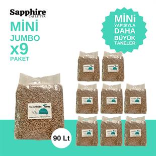Sapphire Mini Jumbo İnce Taneli Hızlı Topaklanan Kedi Kumu 90 Lt (10 Lt x 9 Adet)