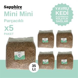 Sapphire Mini Mini Parçacıklı Hızlı Topaklanan Tozsuz Kedi Kumu 35 Lt (7 Lt x 5 Adet)