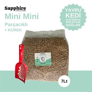 Sapphire Mini Mini Parçacıklı Hızlı Topaklanan Tozsuz Kedi Kumu 7 Lt + Kürek