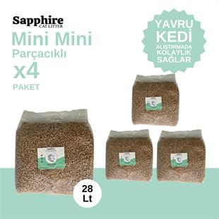 Sapphire Mini Mini Parçacıklı Hızlı Topaklanan Tozsuz Kedi Kumu 28 Lt (7 Lt x 4 Adet)