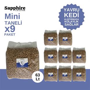 Sapphire Mini Topaklanan Tozsuz İnce Taneli Kedi Kumu 63 Lt (7 Lt x 9 Adet)