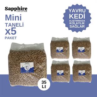 Sapphire Mini Topaklanan Tozsuz İnce Taneli Kedi Kumu 35 Lt (7 Lt x 5 Adet)