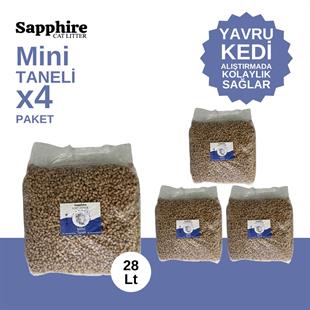 Sapphire Mini Topaklanan Tozsuz İnce Taneli Kedi Kumu 28 Lt (7 Lt x 4 Adet)