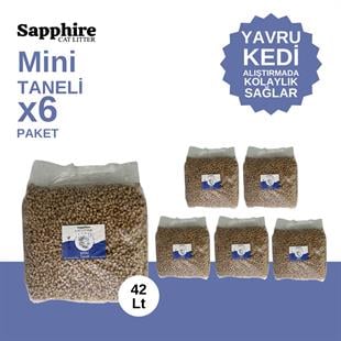 Sapphire Mini Topaklanan Tozsuz İnce Taneli Kedi Kumu 42 Lt (7 Lt x 6  Adet)