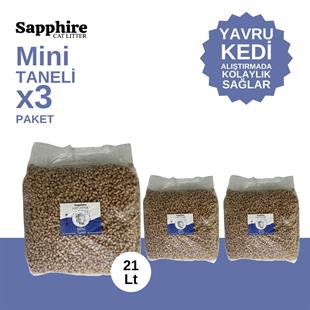 Sapphire Mini Topaklanan Tozsuz İnce Taneli Kedi Kumu 21 Lt (7 Lt x 3 Adet)