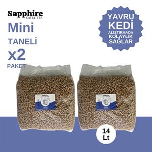 Sapphire Mini Topaklanan Tozsuz İnce Taneli Kedi Kumu 14 Lt (7 Lt x 2 Adet)