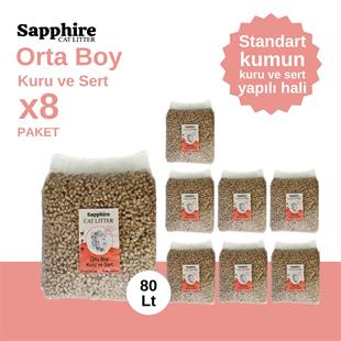 Sapphire Orta Boy Kuru ve Sert Topaklanan Kedi Kumu 80 Lt (10 Lt x 8 Adet)