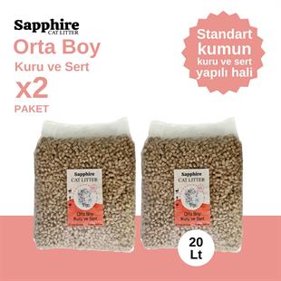 Sapphire Orta Boy Kuru ve Sert Topaklanan Kedi Kumu 20 Lt (10 Lt x 2 Adet)