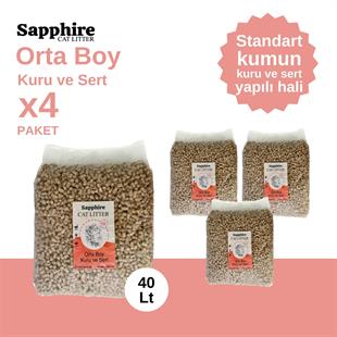 Sapphire Orta Boy Kuru ve Sert Topaklanan Kedi Kumu 40 Lt + Kürek (10 Lt x 4 Adet)