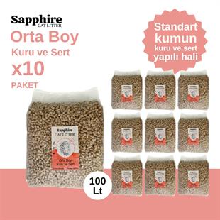 Sapphire Orta Boy Kuru ve Sert Topaklanan Kedi Kumu 100 Lt (10 Lt x 10 Adet)