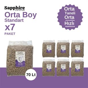 Sapphire Standart Orta Boy Orta Taneli Hızlı Topaklanan Kedi Kumu 70 Lt (10 Lt x 7 Adet)