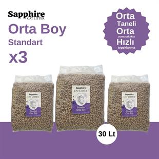 Sapphire Topaklanan Tozsuz Kedi Kumu 30 Lt (10 Lt x 3 Adet)