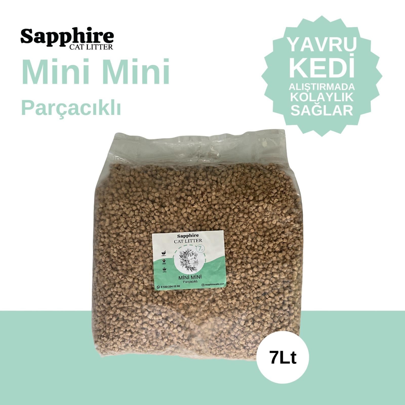 Sapphire Mini Mini Parçacıklı Hızlı Topaklanan Tozsuz Kedi Kumu 7 Lt