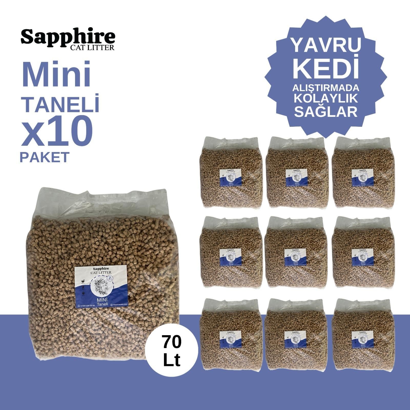 Sapphire Mini Topaklanan Tozsuz İnce Taneli Kedi Kumu 70 Lt (7 Lt x 10 Adet)