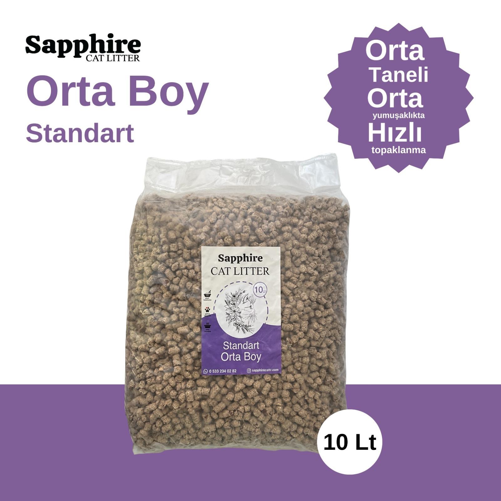 Sapphire Orta Taneli Topaklanan Tozsuz Kedi Kumu 10 Lt