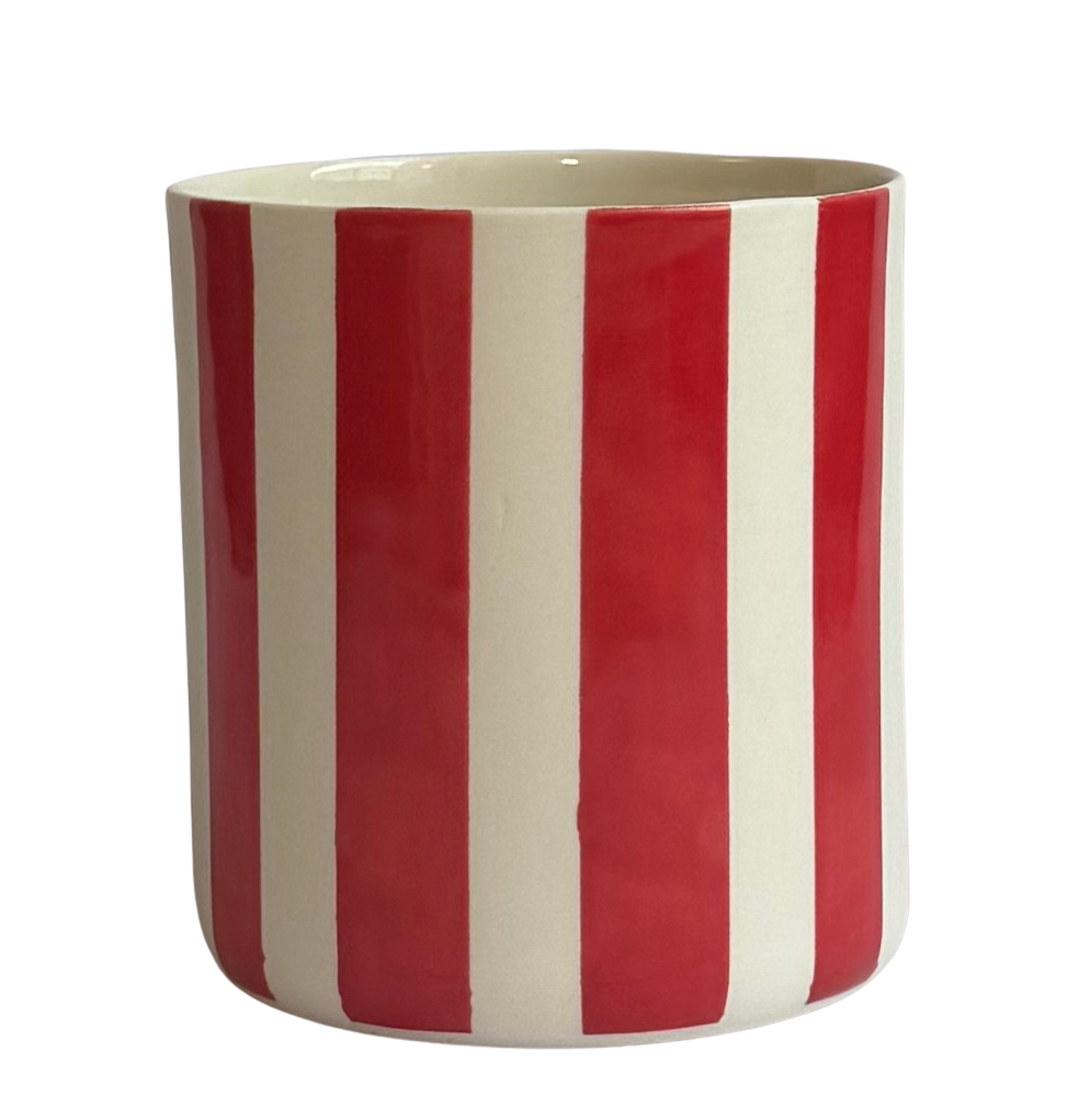 GEO-LINE/LARGE-Red PORSELEN BARDAK