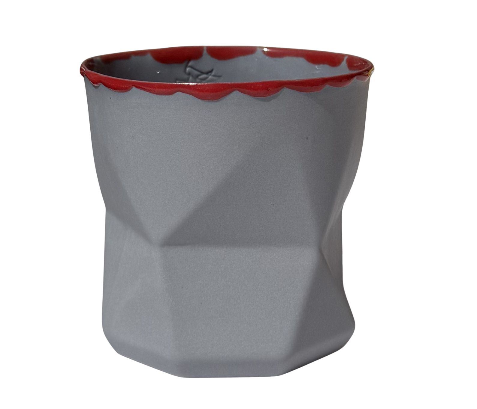 OTTO-GREYISH BLUE/RED RIM PORSELEN BARDAK