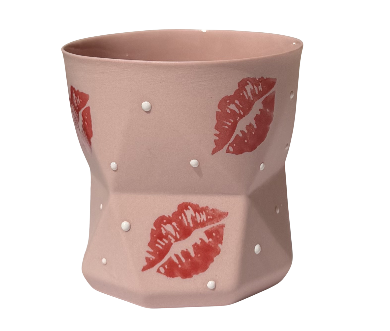 OTTO-PINK KISS/WHITE DOT PORSELEN BARDAK