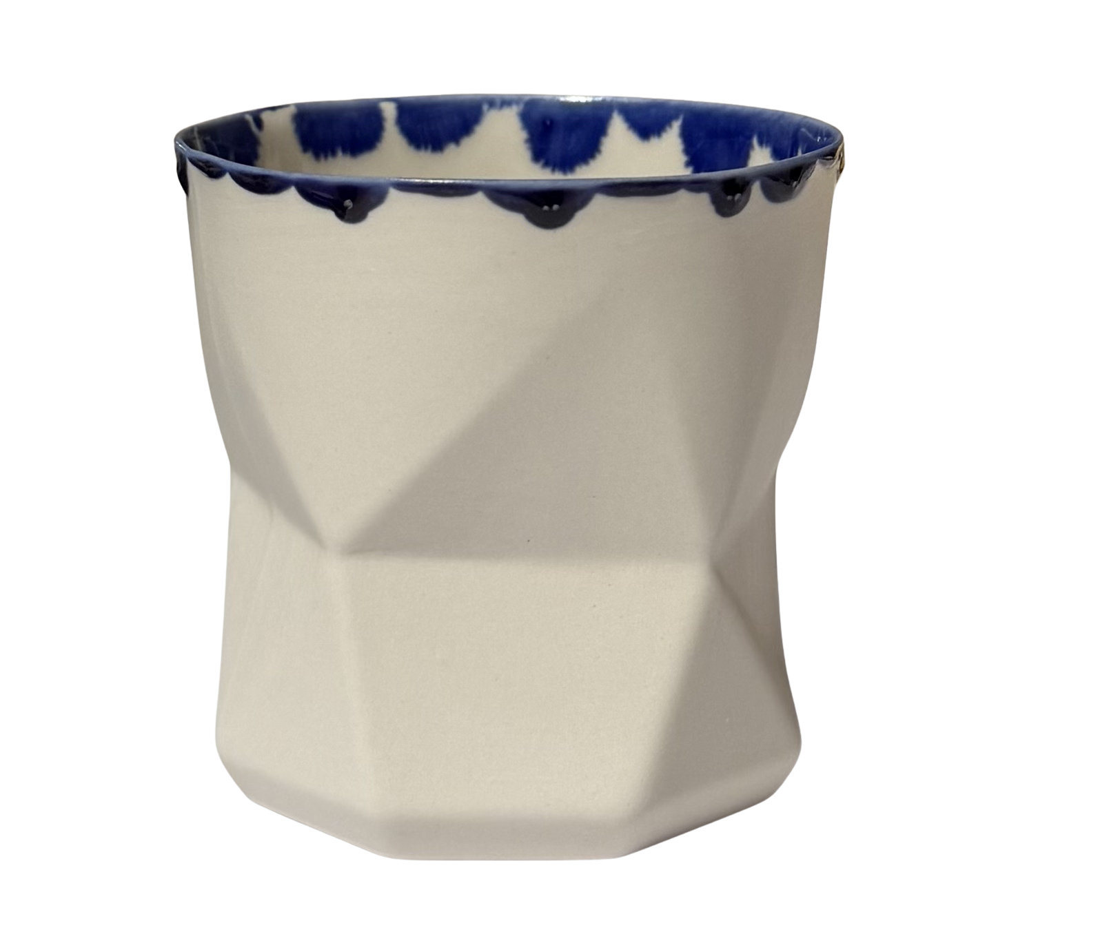 OTTO-WHITE/INDIGO RIM PORSELEN BARDAK