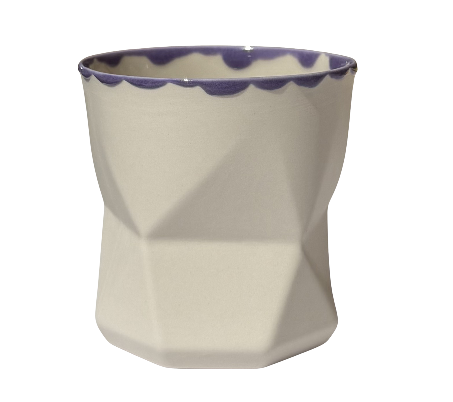 OTTO-WHITE/LILA RIM PORSELEN BARDAK