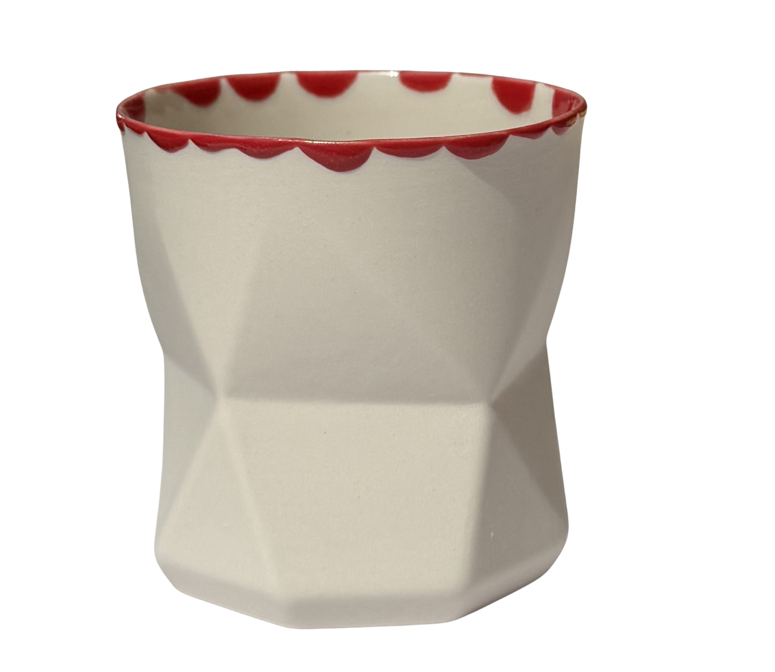 OTTO-WHITE/RED RIM PORSELEN BARDAK