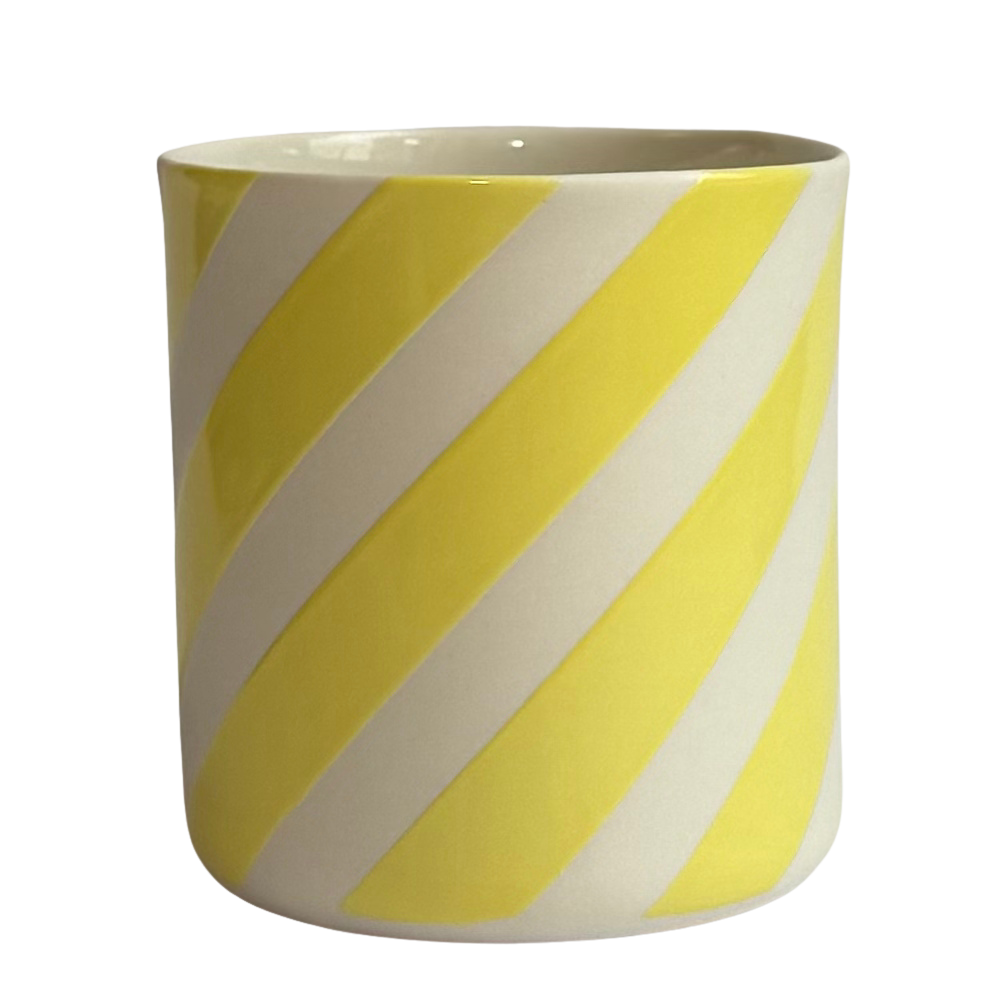 GEO-SPIRAL/ LARGE- Yellow PORSELEN BARDAK