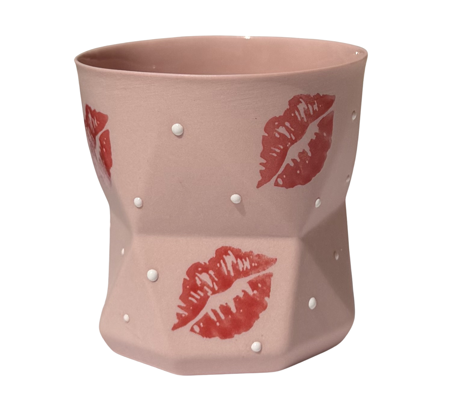 OTTO-PINK KISS/WHITE DOT PORSELEN BARDAK
