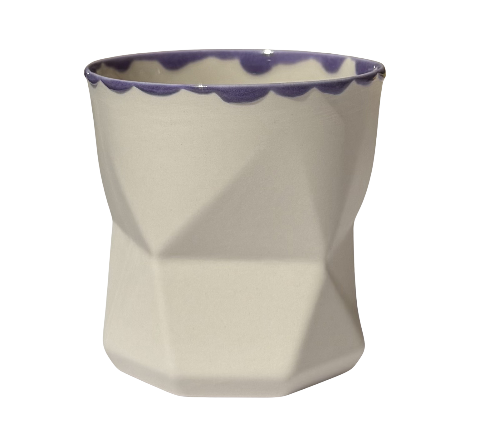 OTTO-WHITE/LILA RIM PORSELEN BARDAK