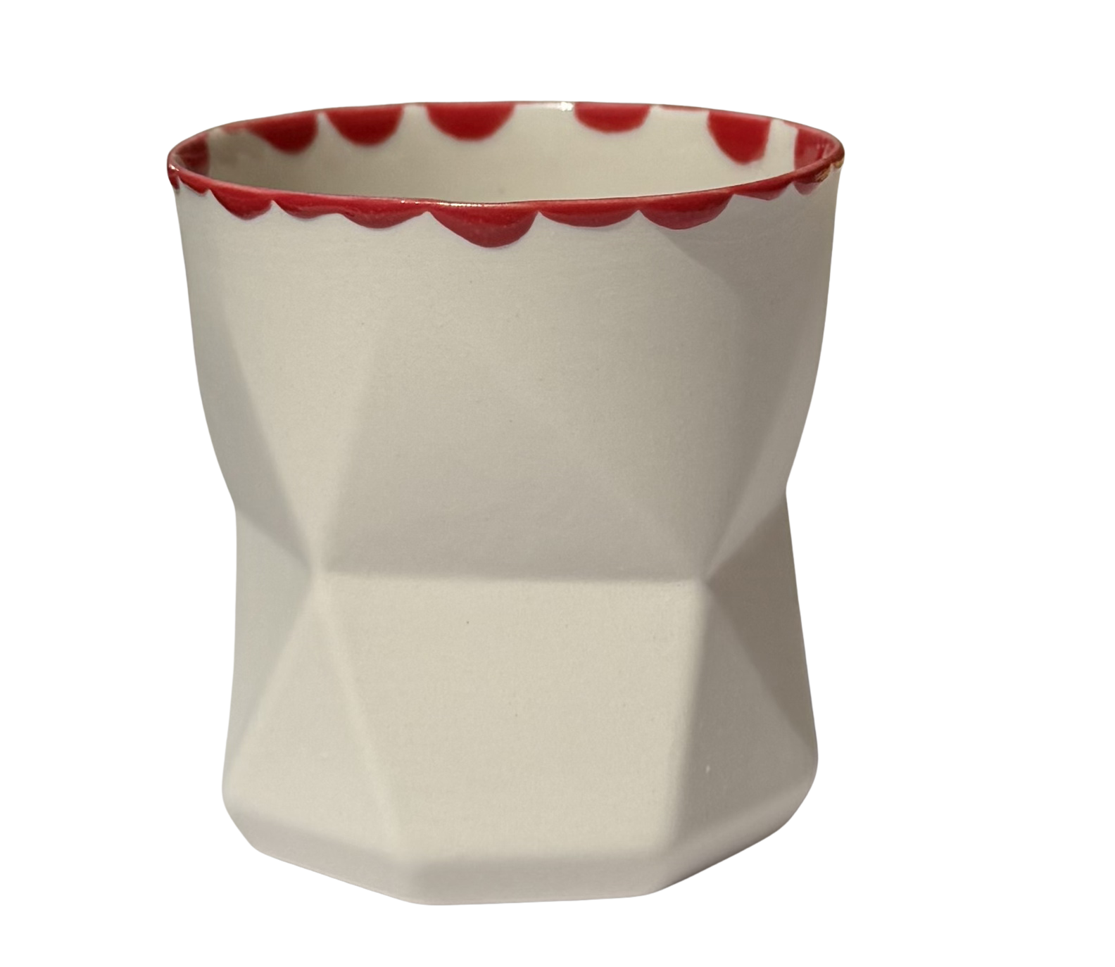 OTTO-WHITE/RED RIM PORSELEN BARDAK