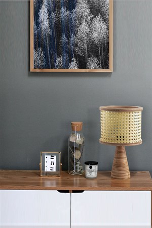 İstanbul Serisi Ortaköy Hazeran Rattan Ahşap Abajur