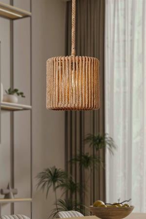 Jüt Serisi Frezya Çift Halatlı Sarkıt Avize 22x22cm