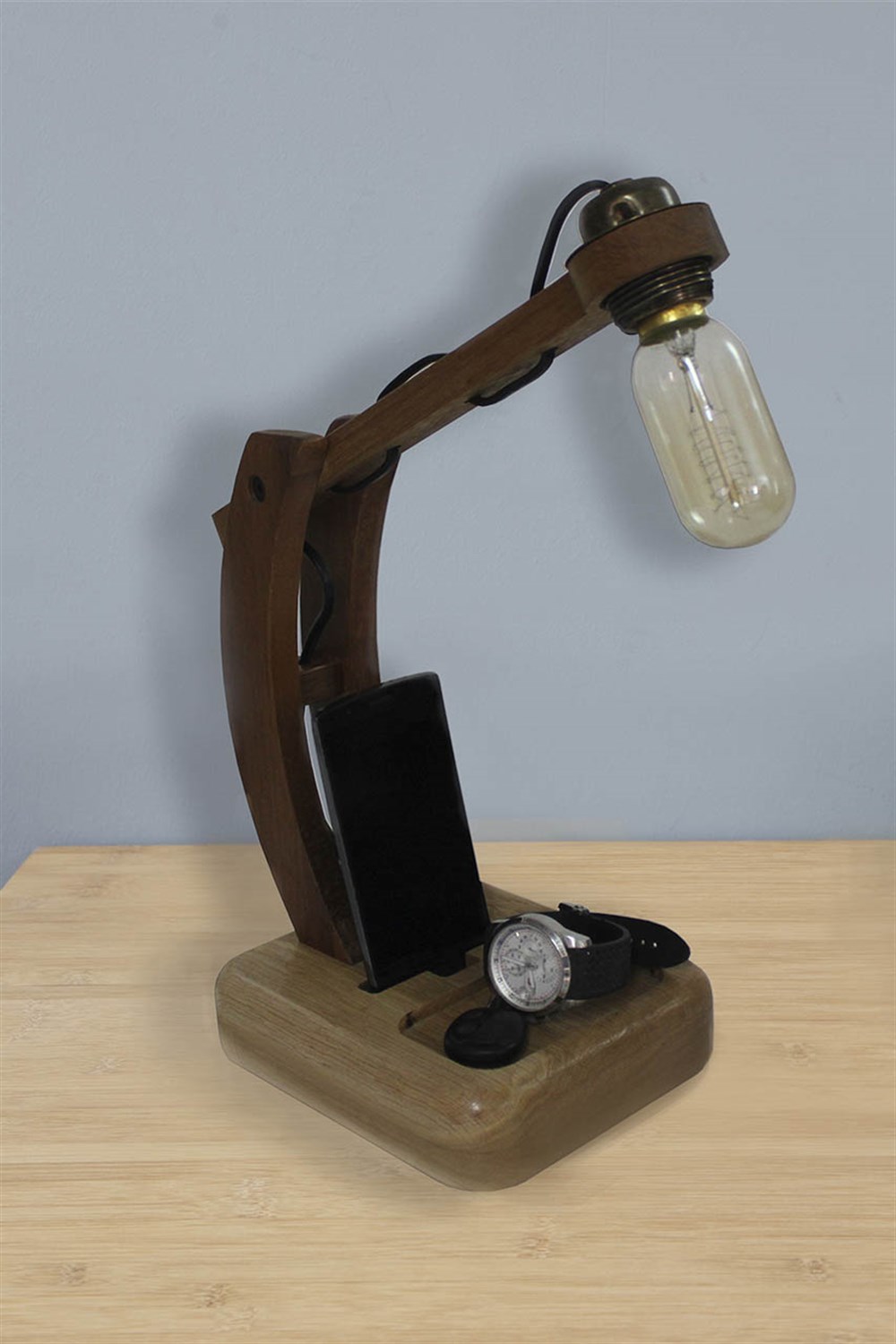 Rusty Teleskobik Ahşap Masa Lambası