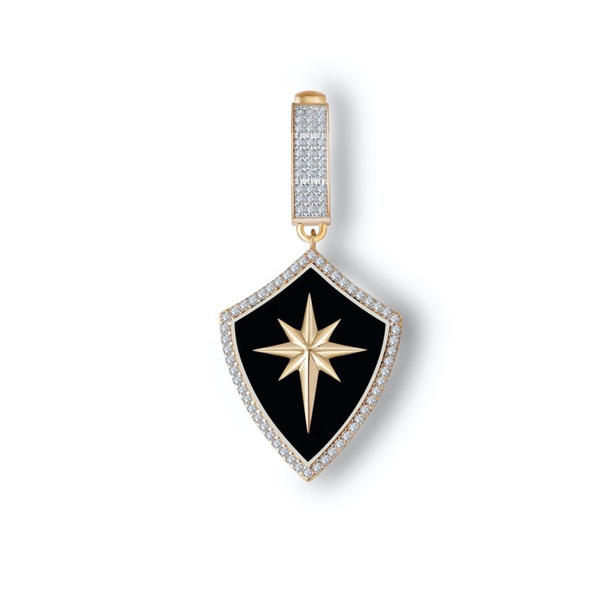 Siyah Mineli Kalkan Kolye Ucu Charm