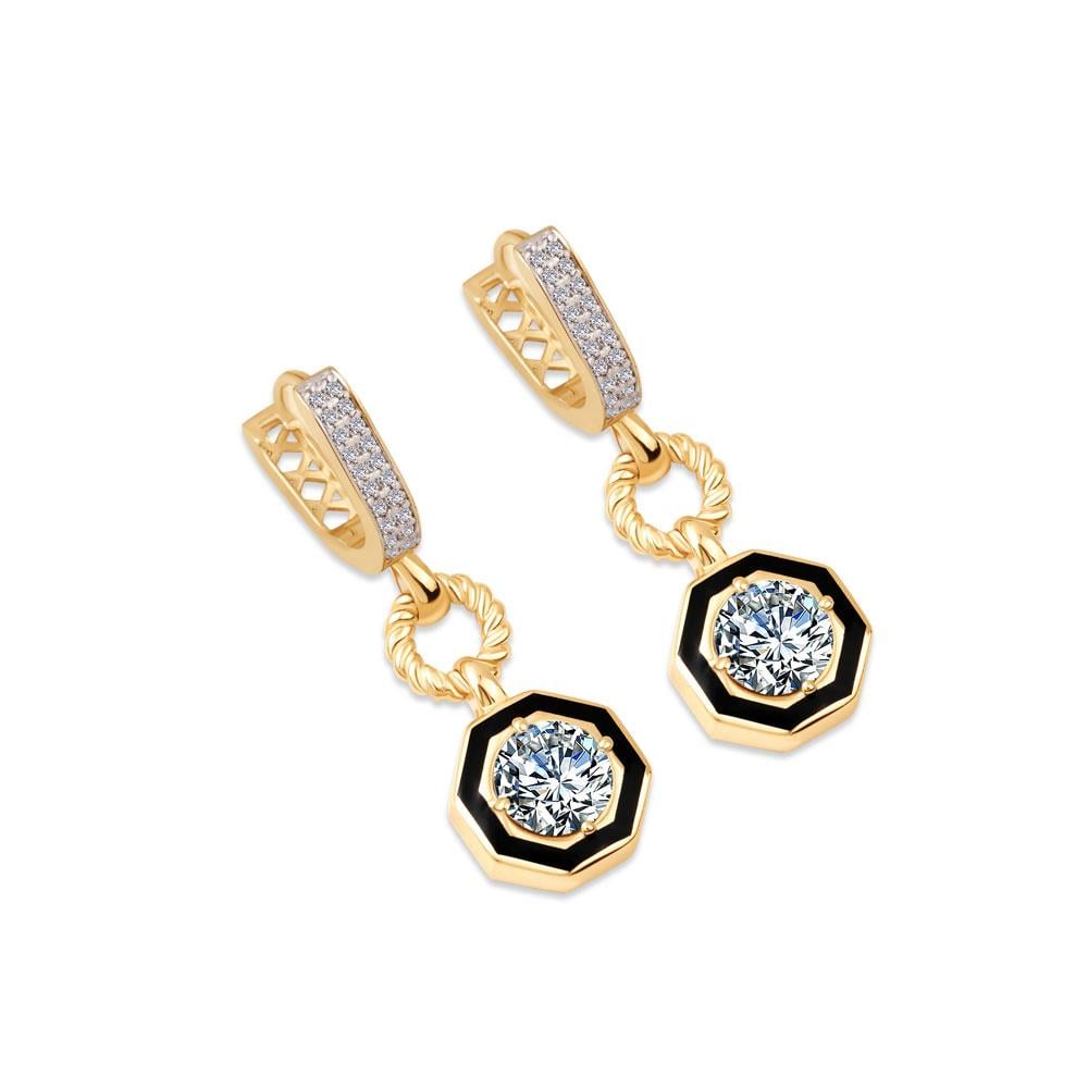 Siyah Mineli Tektaş Küpe