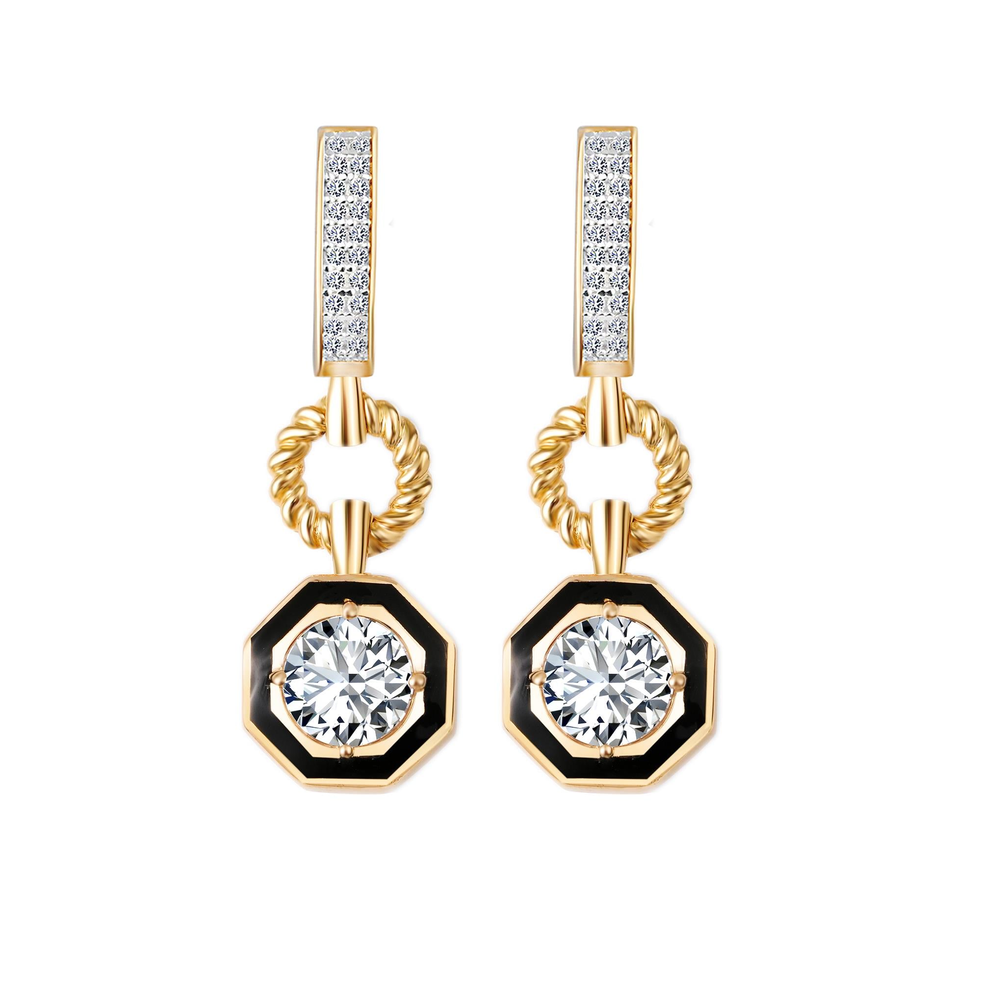 Siyah Mineli Tektaş Küpe