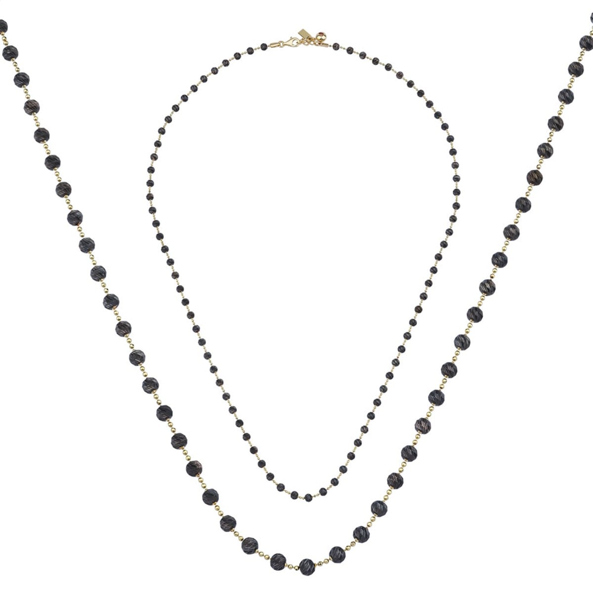 Siyah Top Top Altın Kolye