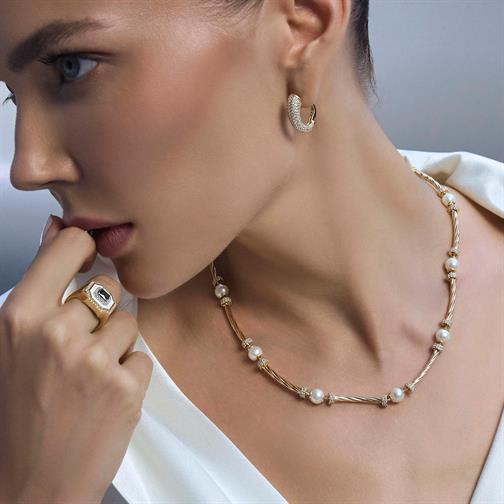 İnci Burgu Silindir Kolye