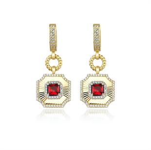 Kalemli Safir Taşlı Küpe