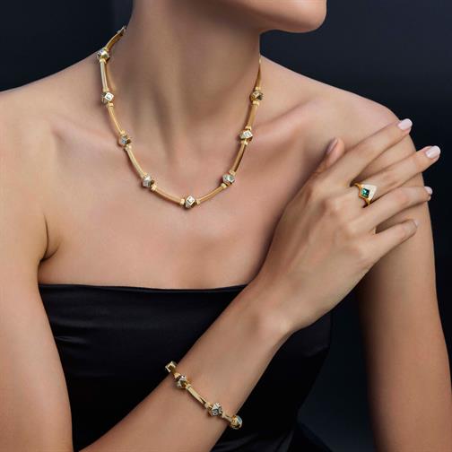 Kare Taşlı Silindir Bileklik