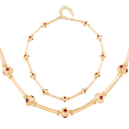 Kare Taşlı Silindir Kolye