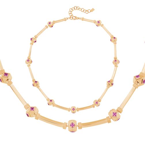 Kare Taşlı Silindir Kolye