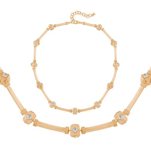 Kare Taşlı Silindir Kolye