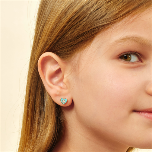 Mavi Kalp İğneli Çocuk Küpe