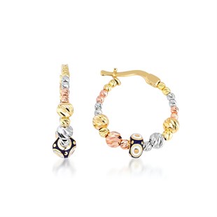 Mavi Mineli Göz Halka Küpe