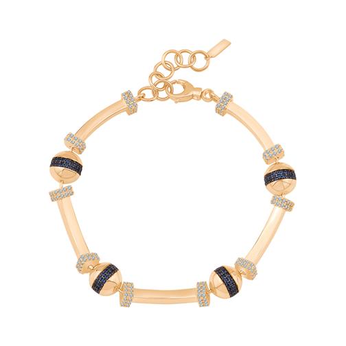 Mavi Taşlı Top Silindir  Bileklik